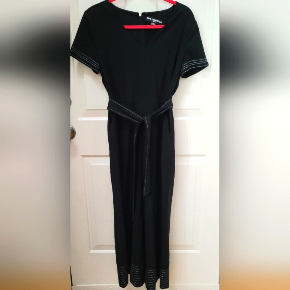 Karl Lagerfeld Navy Blue Short Sleeve V-neck Jumpsuit-Great condition,used once.